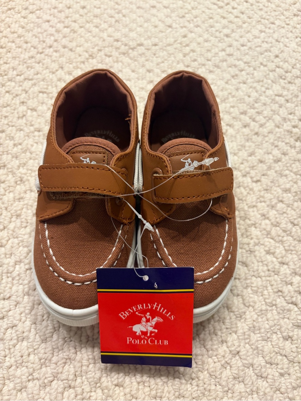 Beverly Hills Polo Club Toddler Brown Velcro Canvas Boat Shoes